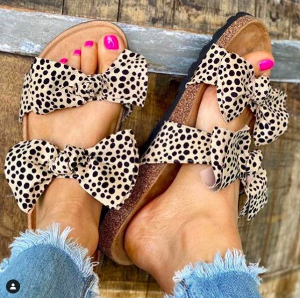 Cheetah bow online sandals